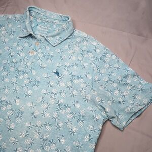 Tommy Bahama Polo Shirt Mens XXL Green Island Zone Supima Pineapple Aloha